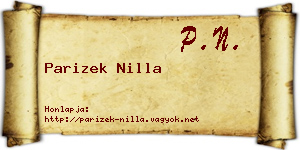 Parizek Nilla névjegykártya
